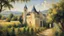 Placeholder: Style Cézanne, calm beauty, gentle sunlight, landscape, chateau, vineyard, church, fantasy, peaceful, beautiful composition, exquisite detail