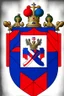 Placeholder: Slovak coat of arms, where instead of a cross there will be an Olympic pole with weights and instead of three arches in the background there will be volleyball balls