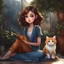 Placeholder: very beautiful realistic cartoon girl with cat