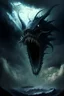 Placeholder: leviathan demon huge long abyssal dark seprent monster beast sky