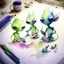 Placeholder: create some aliens doing daily task work, watercolour painting