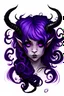 Placeholder: A girl with violet colored hair with black swirly horns