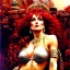 Placeholder: Drawing of beautiful face,'beautiful,Busty fit Red Sonja',intense stare, ancient skintight armor, balanciaga fashion clothe painting by gaston bussiere, greg rutkowski, yoji shinkawa, yoshitaka amano, tsutomu nihei, donato giancola, tim hildebrandt, Oil on canvas, cinematic composition, extreme detail,fit full head inside picture,16k