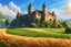 Placeholder: Fantasy Setting, DnD, A Castle in a field of wheat, with markets, and life.
