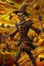 Placeholder: works by Mark Keatley, Josephine Wall, Ellen Jewett, Dan Mumford Cayenne, Victoria Francis. dancing scarecrow with a scary pumpkin head in a field with scarecrows, High Definition HD, High Detail, UHD Pen and Ink Art, Perfect Composition, Detailed Intricacy, Crazy Octane Rendering, Trending on Artstation, 8k Fine Art Photography, Photorealistic Con