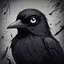 Placeholder: black bird with eyes in gloomy comic style