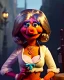 Placeholder: waitress woman Sesame Street muppet mask head, concept art, retro style, smooth, unreal engine 5, god lights, ray tracing, RTX, lumen lighting, ultra detail, volumetric lighting, 3d.