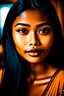 Placeholder: frontal beautiful exotic woman with caramel skin tone, caucasian nose, young version 25 years, beautiful perfect symmetric, goddess babe, dark hair, slightly prominent cheekbones, no hair