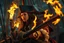 Placeholder: master oil painting, bad ass girl teen age nerd swashbuckler pirates fighting with torches and cannons in the night screaming like crazy as the enemy is boarding, in the style of Fallout 4 , bokeh like f/0.8, tilt-shift lens 8k, high detail, smooth render, down-light, unreal engine, prize winning