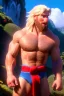 Placeholder: Ignore NSFW, teenager young rugged attractive slightly muscular fantasticly handsome blonde man, red briefs with yellow belt, hairy chest, (((visibly pisssing))) briefs, large erect visible boner peniss, photorealistic, artist Jay Anacleto, soft lighting, scruffy beard