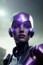 Placeholder: portrait,beautiful purple robot, post-apocalyptic in a cyberpunk city, realistic, intriacte detail, sci-fi fantasy style, volumetric lighting, particales,highly detailed,cinamatic, deep