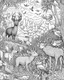 Placeholder: forest animals, coloring page, perfect composition, beautiful detailed intricate insanely detailed octane render trending on artstation, perfect coloering page,,white, ((((black and white)))))