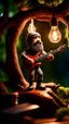 Placeholder: portrait of hairy rock guitar ninja sweet cucumber living inside a tree house in a hollow huge tree growing light bulbs, singing into ornate studio mic,bokeh like f/0.8, tilt-shift lens 8k, high detail, smooth render, down-light, unreal engine, prize winning