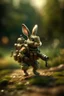 Placeholder: military hard core bunny dragon breath fire wearing rocket backpack jet boosters going in for landing, prize winning oil painting,bokeh like f/0.8, tilt-shift lens 8k, high detail, smooth render, down-light, unreal engine