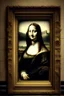 Placeholder: Mona Lisa, stepping out of the picture frame, at the Louvre