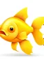 Placeholder: 2D art for one cute golden fish , white background, full body, cartoon style, no shadows.