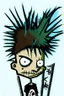 Placeholder: 2d drawing of a stickman, cool with punk hair, x eyes like in hangman, showing piece sign,3d realistic in colour