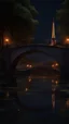 Placeholder: Paris and the bridge on the Sean river at night , in professional concept art, medieval magic path at night, full of details , a great quality picture , 8k , cinematic