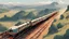 Placeholder: Look out of the plane, Storyboard, 3D view, Top under, Down The Rails, Old Indian train, down the valley, History, Vector, So far, Seeing the train from above, Above, top, old train, Heli shot, 1900 AD, Real, Digital Painting, flat color, Vector Art