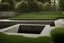 Placeholder: fill composition bottom half finely groomed grass, top half is a flawless seamless single piece concrete slab, divided at small angle,