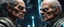 Placeholder: Close-up confrontation between an ancient alien outcast leader and a space broker, standing only a meter apart, intense eye contact, glowing crystalline rod between them, anger mixed with sadness, dramatic facial expressions, shallow depth of field, cinematic lighting, stylized 3D anime, airbrush painting, crisp outlines, escher , rembrandt and titian, fallout 4