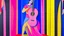 Placeholder: Polichinelle with Guitar Before the Stage Curtain; Ilya Bolotowsky; salmon to pastel pink to white gradient