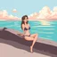 Placeholder: a pretty girl, skinny, relaxed, digital art, stylised