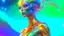 Placeholder: gorgeous female humanoid alien, slender muscular warrior, looking over shoulder at the sky, tentacles, coper zinc orichalcum jewelry and piercings, beautiful face, mesmerizing starry eyes, smooth translucent skin, hourglass, size DD.