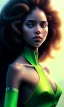 Placeholder: young girl, cute, beautiful, long curly hair, black hair, light green skin, flat nose, black eyes, big eyes, turquoise dress, head and shoulders portrait, 8k resolution concept art portrait by Greg Rutkowski, Artgerm, WLOP, Alphonse Mucha dynamic lighting hyperdetailed intricately detailed, avatar pandora