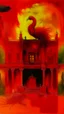 Placeholder: A red palace with a monstrous phoenix painted by painted by Mark Rothko