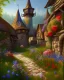 Placeholder: medieval fantasy village with flowers rpg art painterly