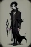 Placeholder: black haired young man necromancer wizard with gothic jewelry in the style of clive barker