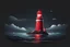 Placeholder: design an app store icon with a red lighthouse in the center shining its light out into the distance of the ocean over a dark black background