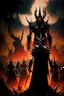 Placeholder: Sauron, the lord of darkness, with the devil and his army, in the land of destruction