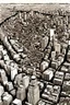 Placeholder: Tokyo city view from very above. manga style, black and white, no pattern