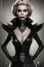 Placeholder: Constance Langdon as evil queen in black leather, busty, cleavage, angry, stern look. character design by fenghua zhong. unreal engine 5, artistic lighting, highly detailed, photorealistic, fantasy