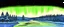 Placeholder: hand drawn memorial placard, northern lights on the top right and left with a thin section joining then through the middle. below are trees and water. whimsical hand drawn style. line drawing with muted color