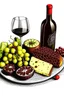 Placeholder: wine platter drawing with salami, grapes and cheese