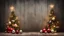 Placeholder: Hyper Realistic Photographic Centre Shot Of Christmas Decorations With Fairy Lights On A Grunge Rustic Wall.