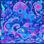 Placeholder: Armamon with pale-blue light-purple dark-blue pink palette in toyism art style