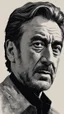 Placeholder: chiaroscuro portrait illustration of Robert de Niro in the style of threadbare abstract expressionism, ebony , black, and pewter , vintage abstract cut-and-paste, ricoh gr iii, editorial illustrations, fine lines, highly detailed hair and facial features