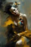 Placeholder: Digital Art of merry harlequin embodying the essence of merriment in a , minimalist approach, influenced by Luis Miranda, Jeremy Mann, Jeffrey Catherine Jones, blends conceptual art with elements of painting and illustration, somber tones, fragmented souls, shadow play, diffuse textures, abstract forms, digital painting, high conceptuality, palette inspired by Jeffrey Catherine Jones, golden ratio composition, fine detail, cinematic lighting.