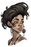 Placeholder: a black woman with tattoos on her hair cartoon