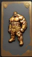 Placeholder: a smooth 3d game graphics golden coin with a full body relief print of Abobo