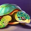 Placeholder: Oil painting style turtle and moonlight