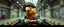 Placeholder: car driving happy 2d fluffy pirate parrot in the style of Escher and Giger and Fallout 4, pinhole cam, airbrush 3d rendering, on tv screen:A five-second cinematic single take in a clean industrial presentation hall.