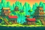 Placeholder: Side scroller village ,2d platformer, stylised ,flat design, game art, enhanced, detailed, side view