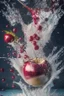 Placeholder: Explosion, splash, cherry is falling into the water, close up, water is splashing radially, centered, perfect composition, vogue style, Creative food photography, softbox, trending on art station, sharp focus, studio photo, intricate details, highly detailed, by Greg Rutkowski, fashion magazine cover