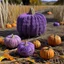 Placeholder: A purple marsh with rotten pumpkins designed in Navajo yarn