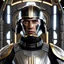 Placeholder: star wars bald male corellian pilot wearing pearlescent black and gunmetal grey First Order special forces heavy assault armor and helmet with gold trim inside the jedi temple, centered portrait, hyperdetailed, dynamic lighting, hyperdetailed background, 8k resolution, volumetric lighting, light skin, fully symmetric details